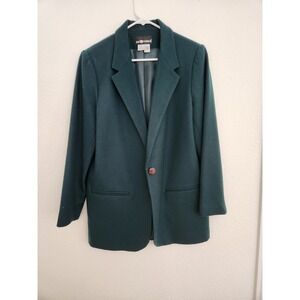 Sag Harbor‎ Forest Green 100% Wool Blazer Jacket Size 10 Vintage Classic